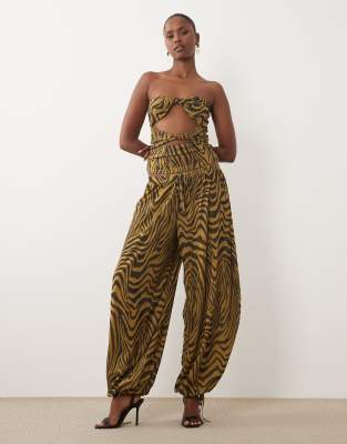 Asos Design Printed Mesh Balloon Pants Set In Multi