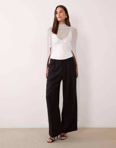 ASOS DESIGN printed mesh cape with scoop neck in polka dot - view 1