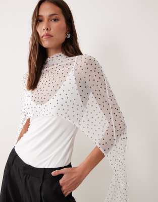 Asos Design Printed Mesh Cape With Scoop Neck In Multi