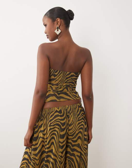 ASOS DESIGN printed mesh cut-out twist bandeau top in zebra - part of a set, 4 of 4