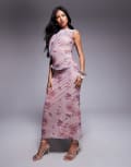[ASOS DESIGN] ASOS DESIGN printed mesh draped one shoulder midi dress in blurred floral print-Multi 10 Blurred floral print