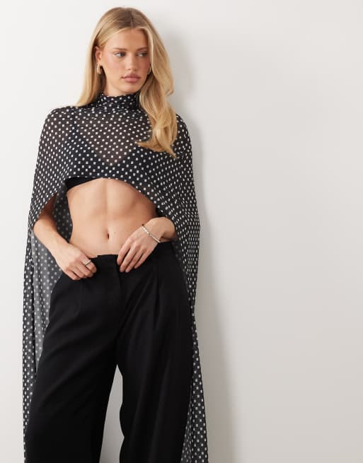 ASOS DESIGN printed mesh floor length cape top in geometric print, 2 of 4