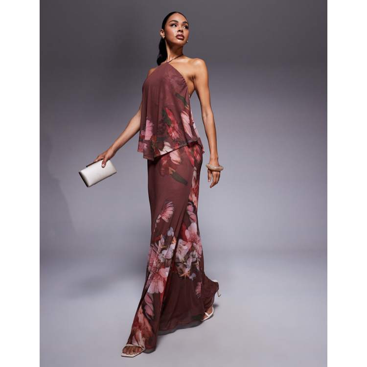 aqua floral mesh maxi dress - exclusive Adora Floral Mesh Maxi Dress
