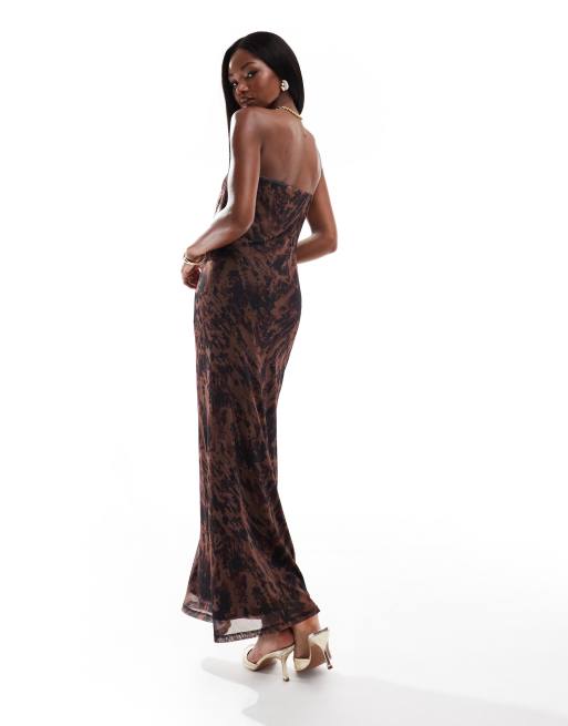 Printed mesh maxi dress hotsell