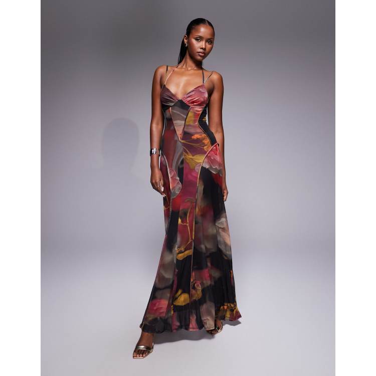 pink blurred tiny flowers long sleeve maxi dress farm rio dress womanblurry tiny flowers pink long sleeve maxi dress