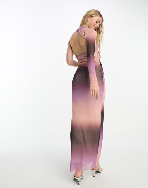 Ombre maxi outlet dress with sleeves