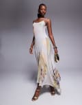 [ASOS DESIGN] ASOS DESIGN printed mesh scoop neck maxi dress in blurred floral-Multi 10 floral print