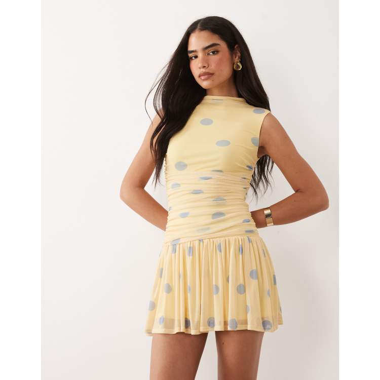 blue good dress queen of sparkles: colorblock polka dot poof sleeve dress