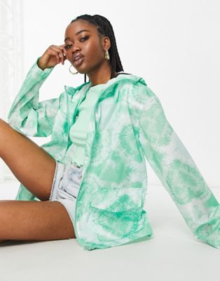 ASOS DESIGN printed rain jacket in green