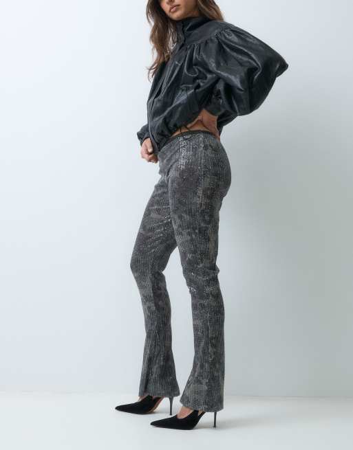 ASOS DESIGN printed sequin pant in camo, 3 of 5