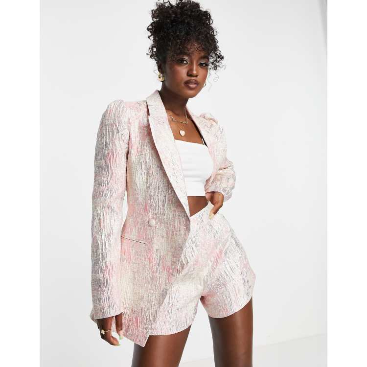 ASOS DESIGN printed suit jacquard blazer in pink ASOS