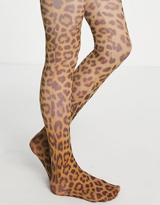 ASOS DESIGN printed tights in leopard