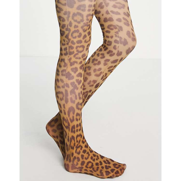 ASOS DESIGN Curve tights in leopard print