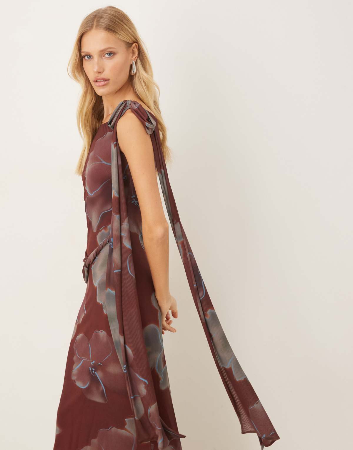 ASOS DESIGN printed twist detail draped maxi dress in floral print