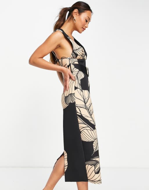 Leaf print 2025 midi dress