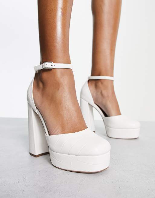 ASOS DESIGN - Prize - Chaussures à talon haut et lacets - Blanc