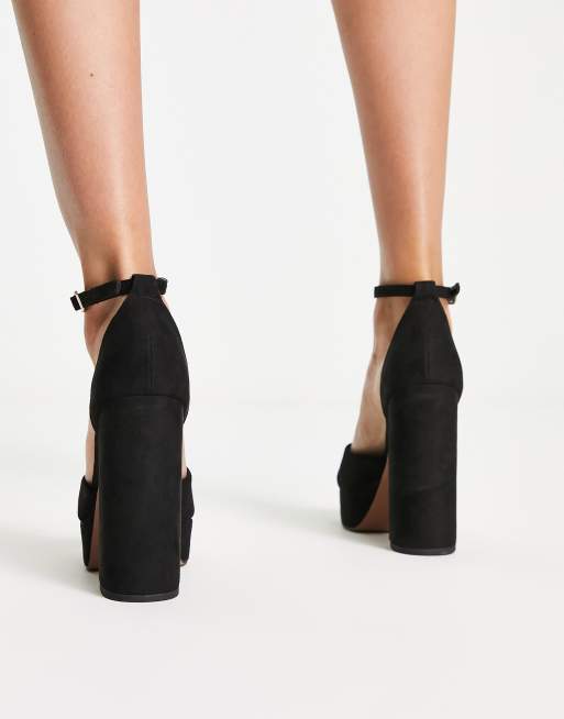 ASOS DESIGN Priority platform high block heeled shoes in black, 3 of 4