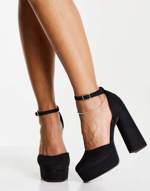 ASOS DESIGN Priority platform high heeled shoes in black | ASOS