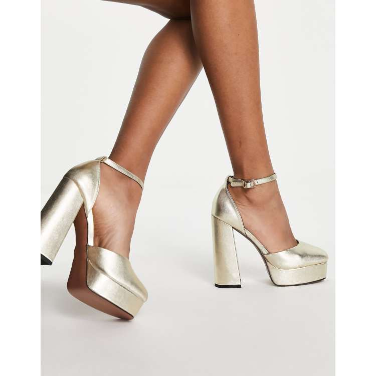 Gold platform heels closed toe sale