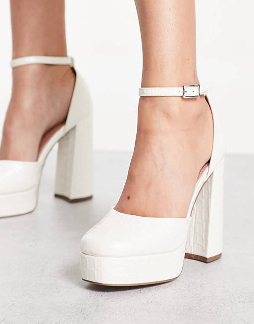 ASOS DESIGN Priority platform high heeled shoes in white