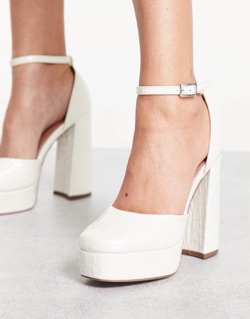 ASOS DESIGN Priority platform high heeled shoes in white