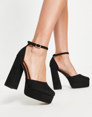 ASOS DESIGN - Priority - Schuhe in Schwarz mit Plateausohle und hohem Blockabsatz