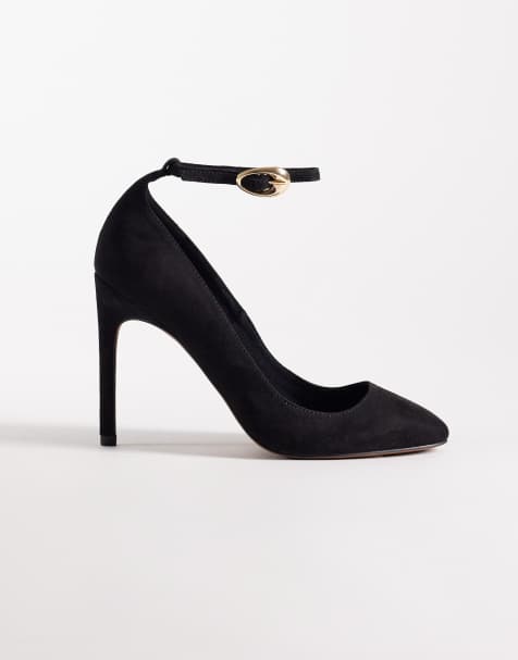 ASOS DESIGN Priscilla round toe pumps in black suedette - view 1