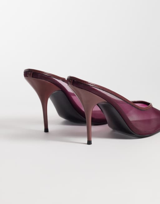 ASOS DESIGN Prism mesh muiltjes met stilettohak in pruimkleur, 5 van 5