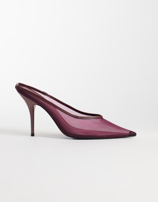 ASOS DESIGN Prism mesh mules med stiletto-klack i plommon, 2 av 5