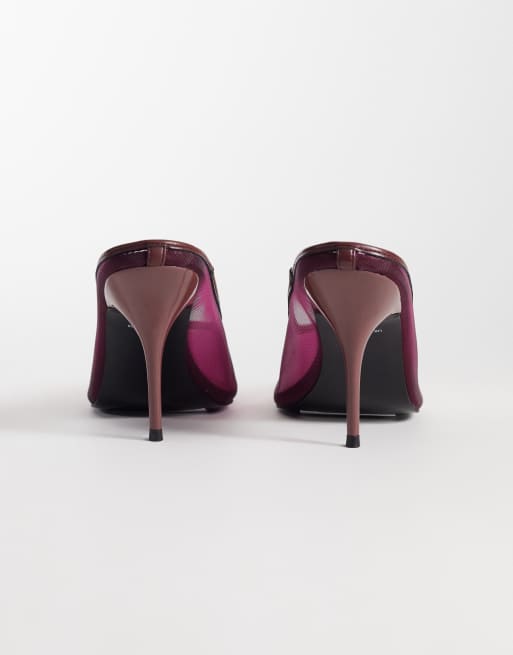 ASOS DESIGN Prism mesh mules med stiletto-klack i plommon, 4 av 5