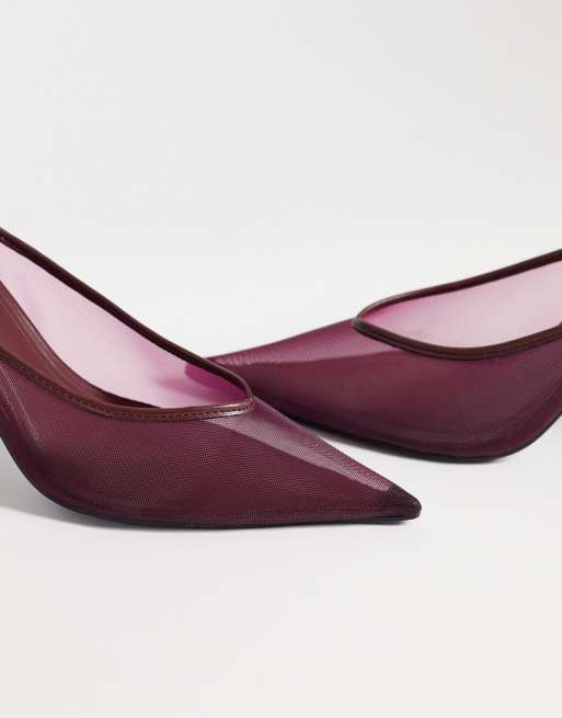 ASOS DESIGN Prism mule z siateczki na szpilce w kolorze śliwkowym, 3 z 5