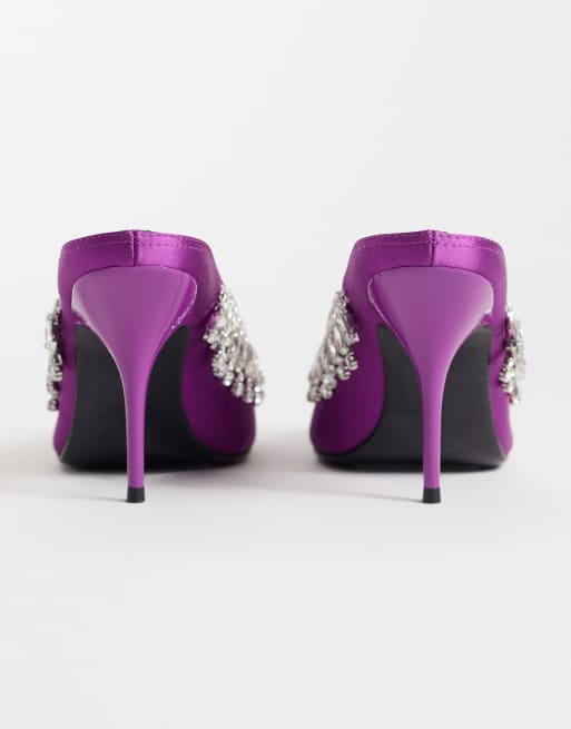 ASOS DESIGN Prism pyntede stiletto-mules med høj hæl i lilla, 4 af 4