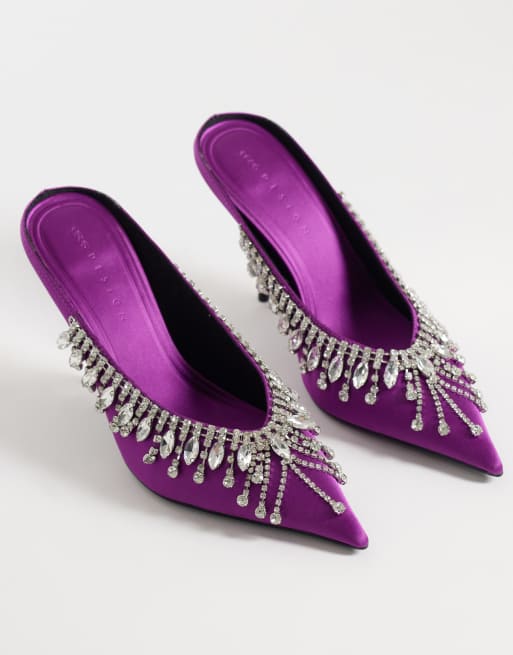 ASOS DESIGN Prism verzierte High-Heel-Mules mit Stilettoabsatz in Lila, 2 von 4