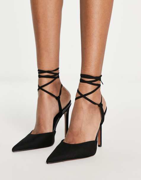 ASOS DESIGN – Prize – Czarne wiązane buty na wysokim obcasie - view 1