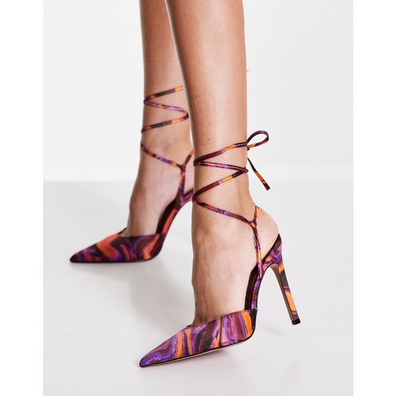 Scarpe con tacco 03VMl DESIGN - Prize - Scarpe con tacco alto allacciate alla caviglia con stampa marmorizzata