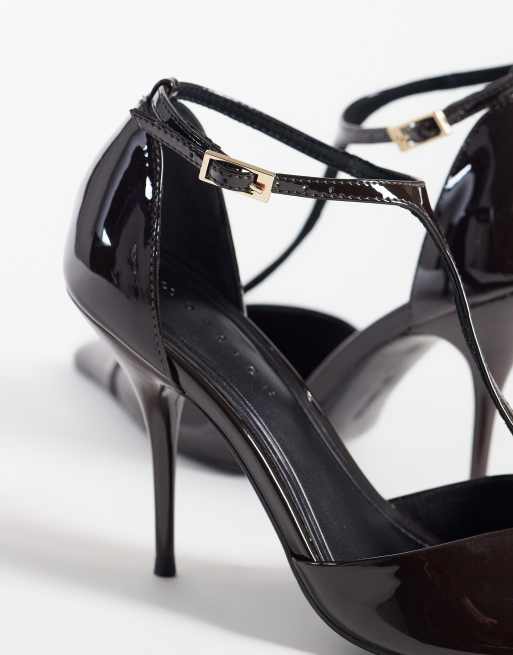 ASOS DESIGN Prize T-bar stiletto-højhælede pumps i chokoladebrun lak, 2 af 4