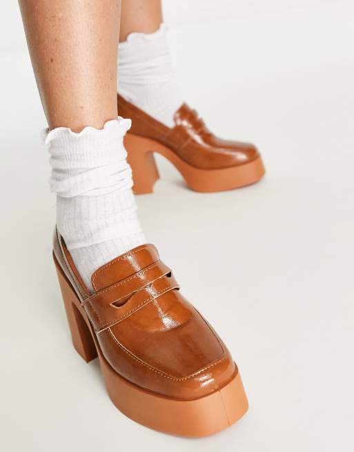 ASOS DESIGN Profile Mocassins chunky talons hauts Fauve ASOS