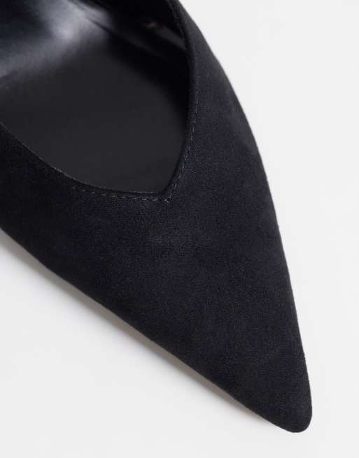 ASOS DESIGN Progress pattern work stiletto court shoes in black suedette, 2 of 4