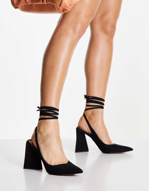 ASOS DESIGN - Project - Sorte sko med blokhæl og bindebånd om benet, 4 af 4