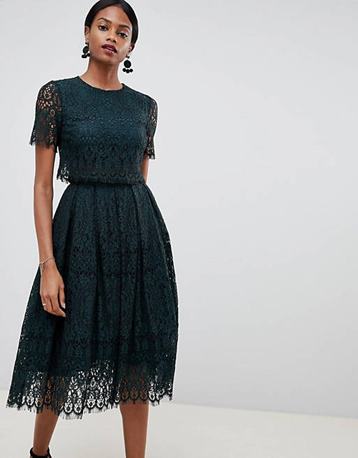 Asos Design Prom Dress In Lace With Short Sleeve Asos