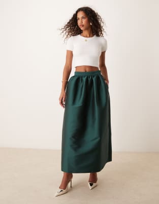 prom maxi skirt in dark green