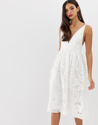 asos design fallen shoulder tux prom midi dress