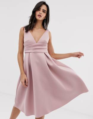 ASOS DESIGN prom midi dress with wrap waist detail | ASOS