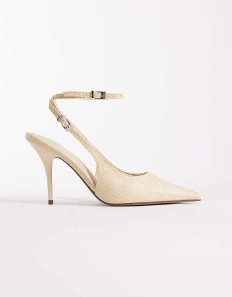 ASOS DESIGN – Promise – Beige skor med hälrem och stilettklack - view 1