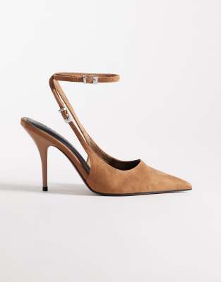 Promise - Chaussures en suédine à talon aiguille et bride arrière - Sable-Neutre 37