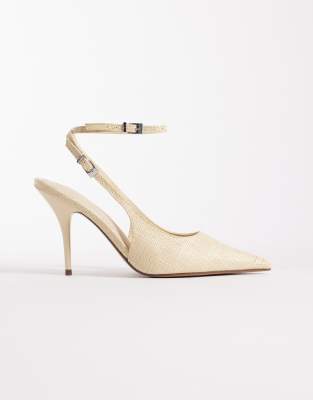 Promise - Naturfarbene High Heels mit Fersenriemen und hohem Stilettoabsatz-Neutral Neutral 40