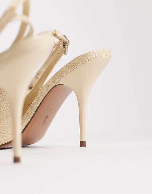 ASOS DESIGN Promise slingback stiletto high heel shoes in natural, 4 of 4