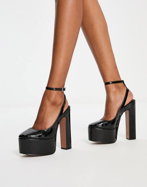 ASOS DESIGN Priority platform high heeled shoes in black