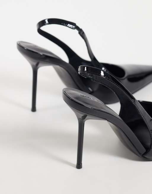 ASOS DESIGN Pronto stiletto slingback high heeled shoes in black patent, 3 of 4