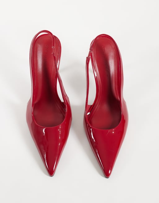 ASOS DESIGN Pronto stiletto slingback high heeled shoes in red, 4 of 4